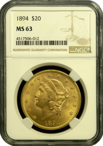 1894-S $20 Liberty Gold Coin PCGS/NGC MS-63