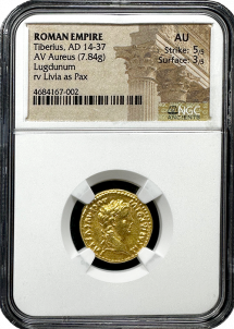 Tiberius Gold Aureus Roman Empire Austin Coins