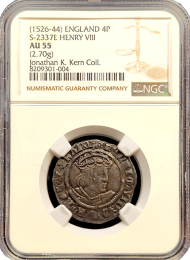 1526-44 England 4p | Henry VIII | NGC AU-55 | In Holder