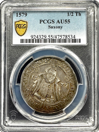 1579 | Saxony | Half Thaler | PCGS AU-55 | In Holder