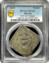 1660 | Munster| Thaler | Klippe | PCGS XF-45 | In Holder