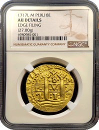 1717 Peru 8 Escudo | AU Details | NGC | In Holder