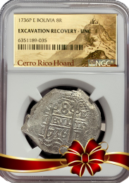 1736 | Bolivia 8 Reales | NGC | UNC | Holiday