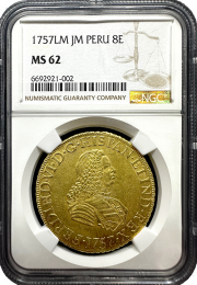 1757 Peru | 8 Escudo | NGC | MS-62 | In Holder