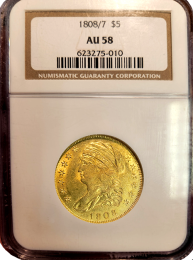 1808-07 | $5 Capped Liberty | PCGS | AU-58 | In Holder