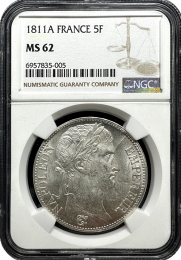 1811| A-France | 5 Francs | NGC | MS-62 | In Holder
