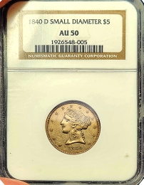 1840-D | $5 Liberty Gold | AU-50 | In Holder