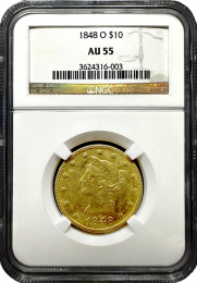 1848-O | 10 Liberty | PCGS | AU-55 | In Holder