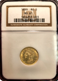 1850 | $2.5 Liberty Head | MS-61 | In Holder