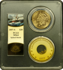 1857-S $20 Liberty PCGS MS-64 - Ship of Gold 