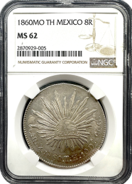 Mexican | 1860 8 Reales | NGC MS62 | In Holder