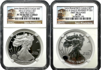 2012 S | Silver American Eagle | NGC | PF-70 Set | Both Coins in Cases