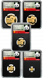 2019 5-Coin Mint State-70 China Gold Panda Set