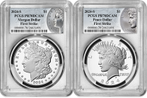 2023-S Morgan & Peace Silver Dollar | Two-Coin Set PCGS Proof-70 First Strike | Both Sides