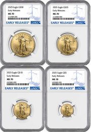 4-Coin Set | 2025 | Gold American Eagle | MS-70 NGC