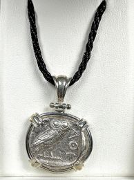 Authentic 2,450-Year-Old Athenian Owl in Bezel | with leather band